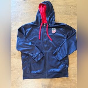 USA Men’s Navy and Red zip up  Hoodie, Soccer, XL